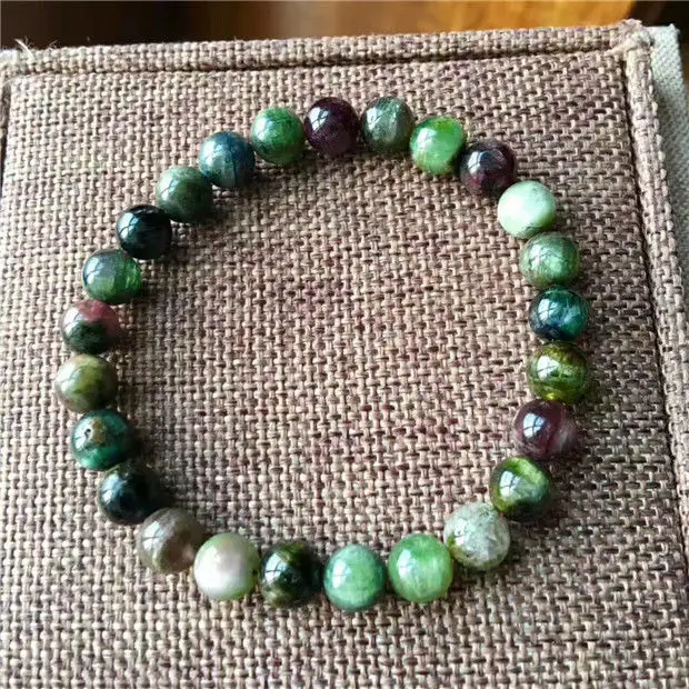

Genuine Natural Watermelon Crystal Cat's Eye Beads Bracelet AAAA 7.8mm