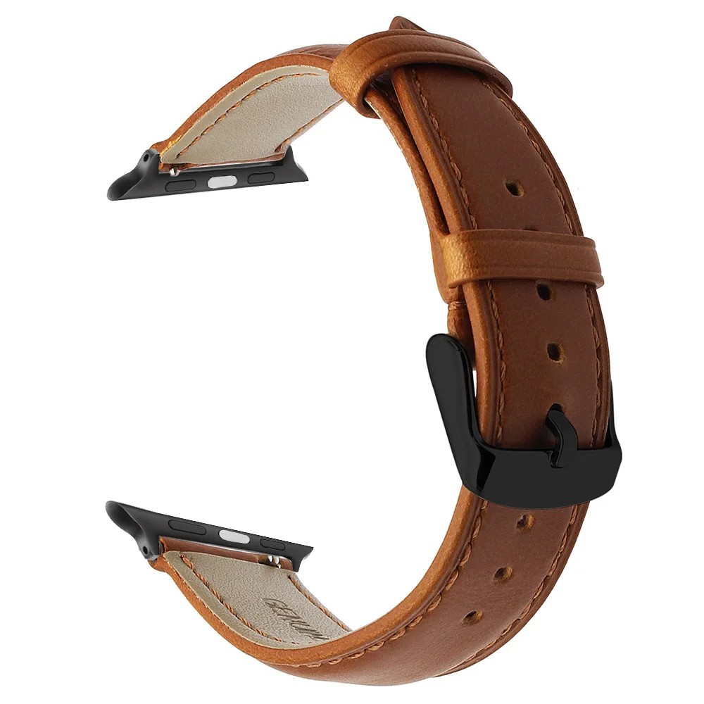 Light Brown B Итальянский винтажный кожаный ремешок для часов iWatch Apple Watch 38 мм 40 мм 42 мм 44 мм серия 5 4 3 2 1 ремешок Ремешок коричневый черный - Цвет ремешка: Light Brown B