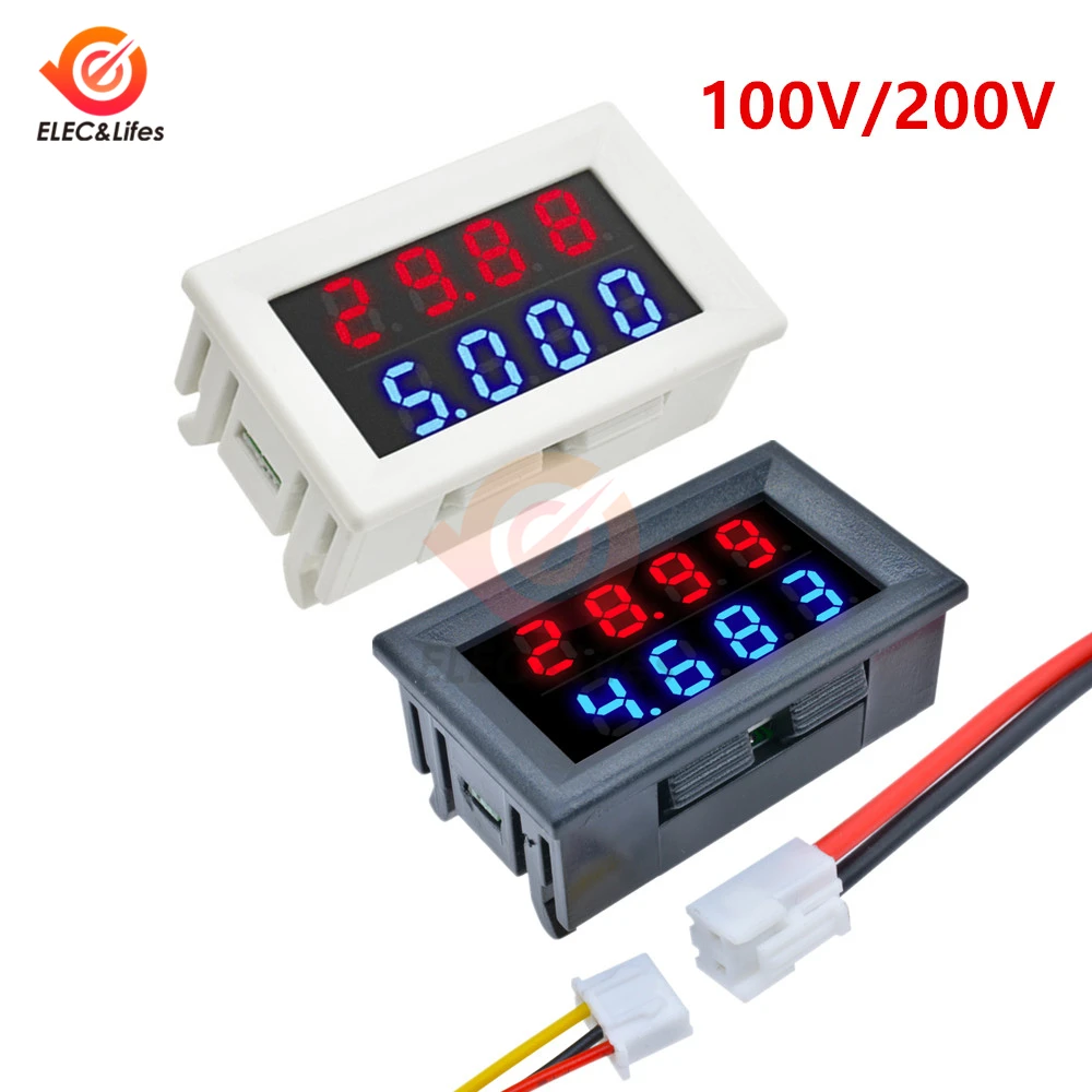 DC 0-100V 0-200V 10A Digital Voltmeter Ammeter Car Motorcycle Voltage Current Meter Detector dual Led display Volt Monitor Panel