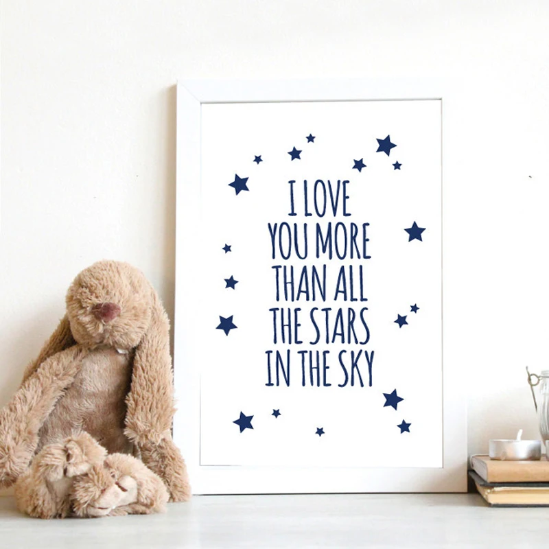 Картина для детской комнаты Я люблю тебя больше всех звезд в небе|art painting|nursery