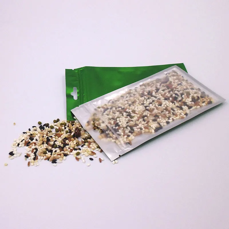 

100pcs Colors Matte Translucent Flat Zip Bag Clear Front Heat Sealing Foil Mylar Zip Lock Storage Bags Tear Notch with Hang Hole
