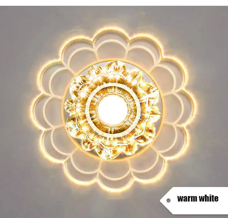 warm white Современный светодиодный потолочный светильник с кристаллами, 3 Вт, 5 Вт, круговой мини-светильник, 85-220 В, светильник Rotunda для коридора, кухни - Цвет корпуса: warm white