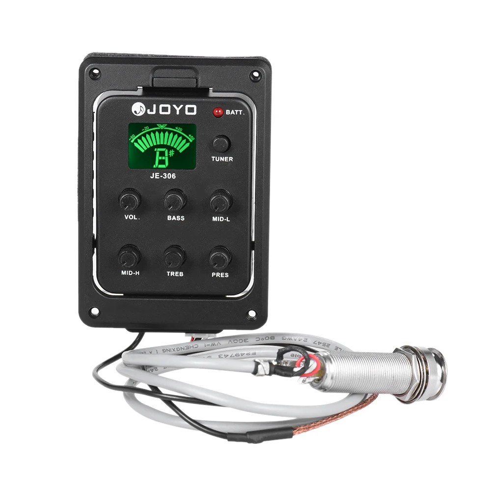 JOYO JE 306 5 полосный эквалайзер акустической гитары Piezo Pickup Предусилитель Тюнер