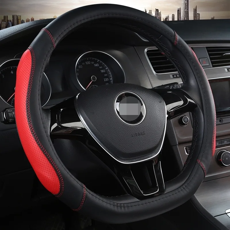 Чехол рулевого колеса автомобиля D форма Bump сшитая кожа для Volkswagen Golf 6 7 Polo Nissan Qashqai