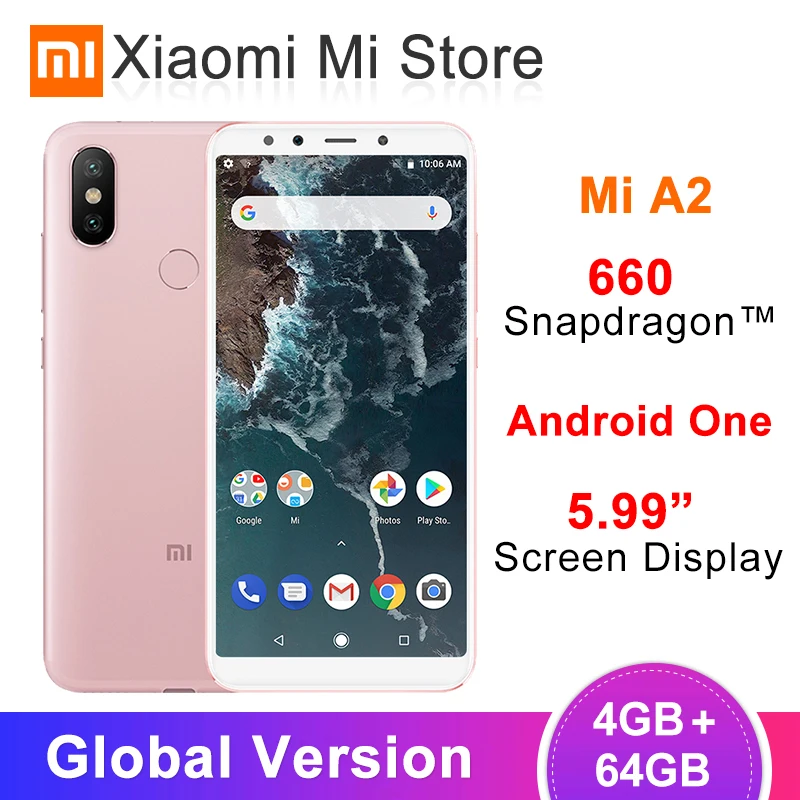 Оригинальная глобальная версия Xiaomi Mi A2 4 Гб 64 мобильный телефон Snapdragon 660 Octa Core 5 99