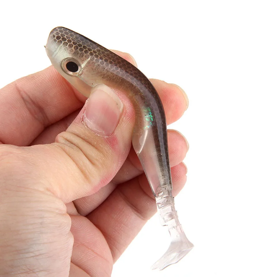 Мягкие приманки с Т образным хвостом 2 шт./лот встроенная фольга искусственная