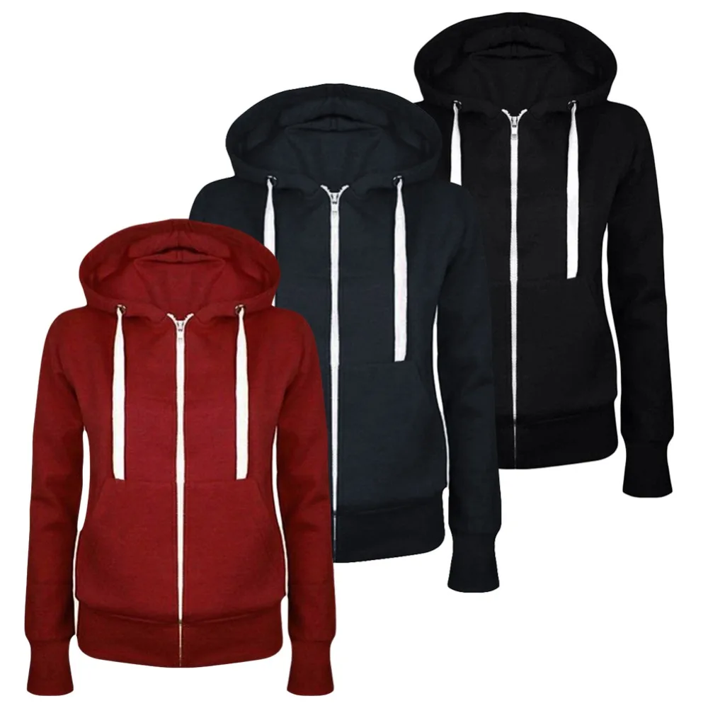 Толстовка с капюшоном женская повседневная однотонная на молнии|women hoodies