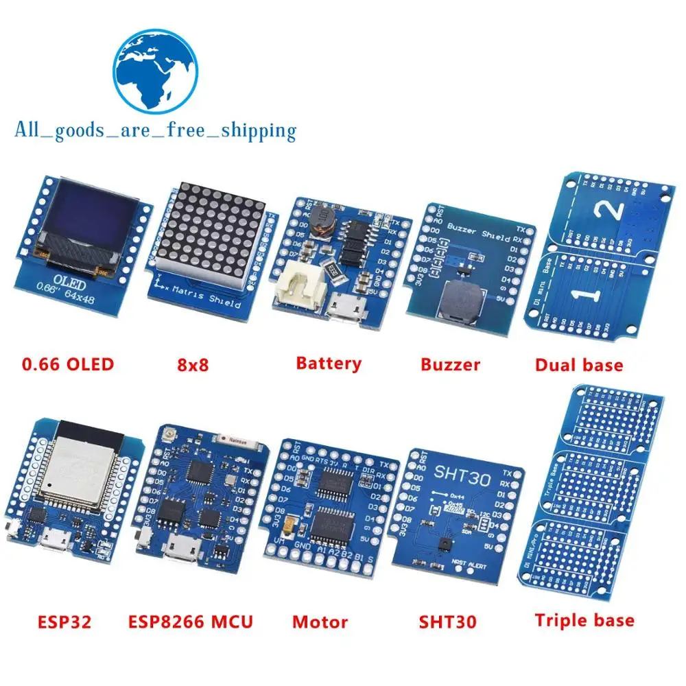 Esp8266 D1 Mini Pro Wi Fi Nodemcu данных щит регистратора Ds1307 Батарея 0 66 Oled Dc Мощность зуммер