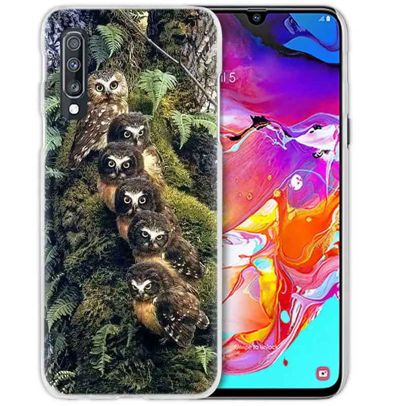 Животное чехол для samsung Galaxy A50 A70 A20e A40 A30 A20 A10 A8 A6 плюс A9 A7 жесткий прозрачный чехол для телефона чехол с камуфляжным принтом совы