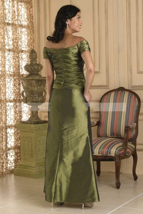 

Elegant Gorgeous Style Off-Shoulder Floor-Length Mother Of Bride Dresses Pleated Taffeta Custom Made Dubai Arabic 2017 Gowns LZ1