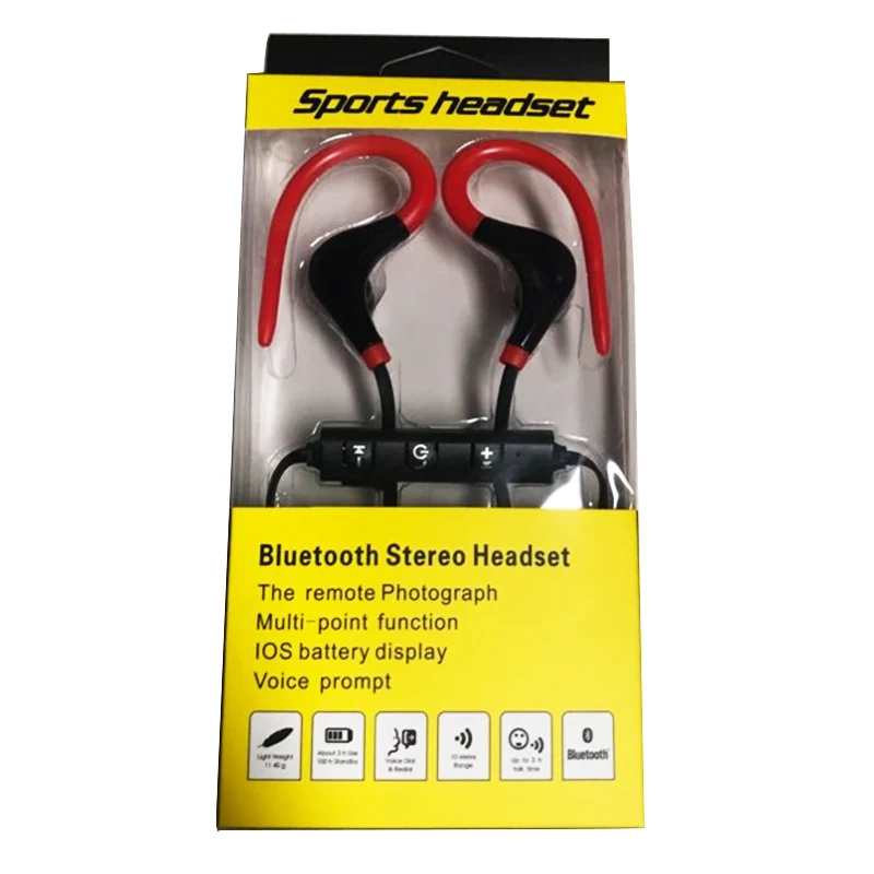 Red Беспроводные наушники с Ушными крючками V4.1, Bluetooth наушники, стерео Бас-гарнитура, спортивные музыкальные наушники fone de ouvido для Xiaomi Iphone 6/6 S/7 - Цвет: Red
