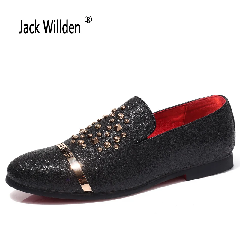 Роскошные мужские модные повседневные туфли Jack Willden золотистые блестящие для