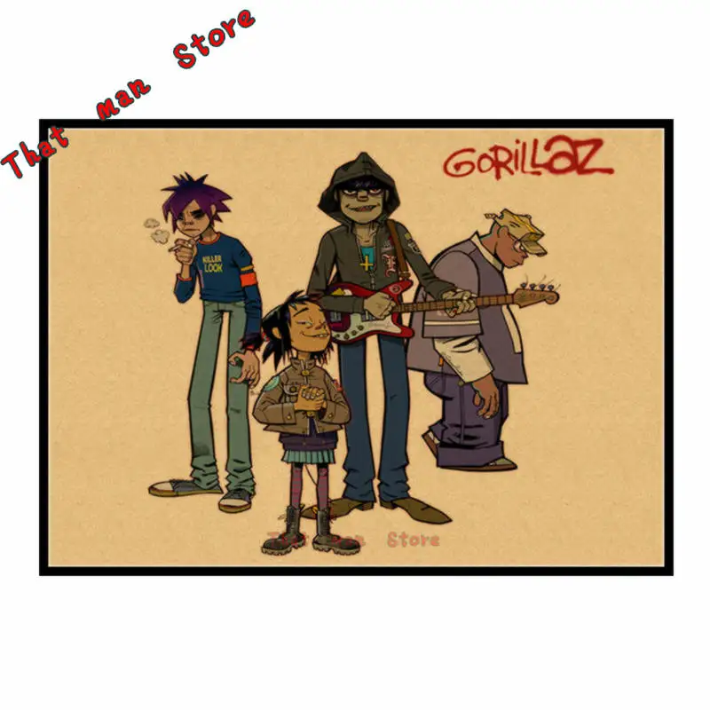 Gorillaz музыка рок Винтаж Плакат из крафт-бумаги DIY стикер стены Нежный домашний бар Декор подарок