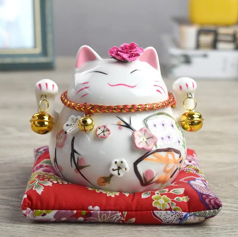 E Lucky Cat керамическая копилка фарфоровая кошка, поросенок Банк Гостиная Декор талисман ремесла Милая статуя кота гончарная коробка для денег 05573 - Цвет: E