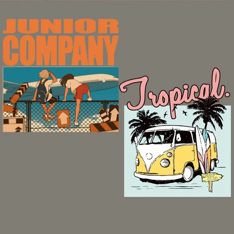 Японские фотообои с рисунком железа для футболок одежды летних автобусов винил