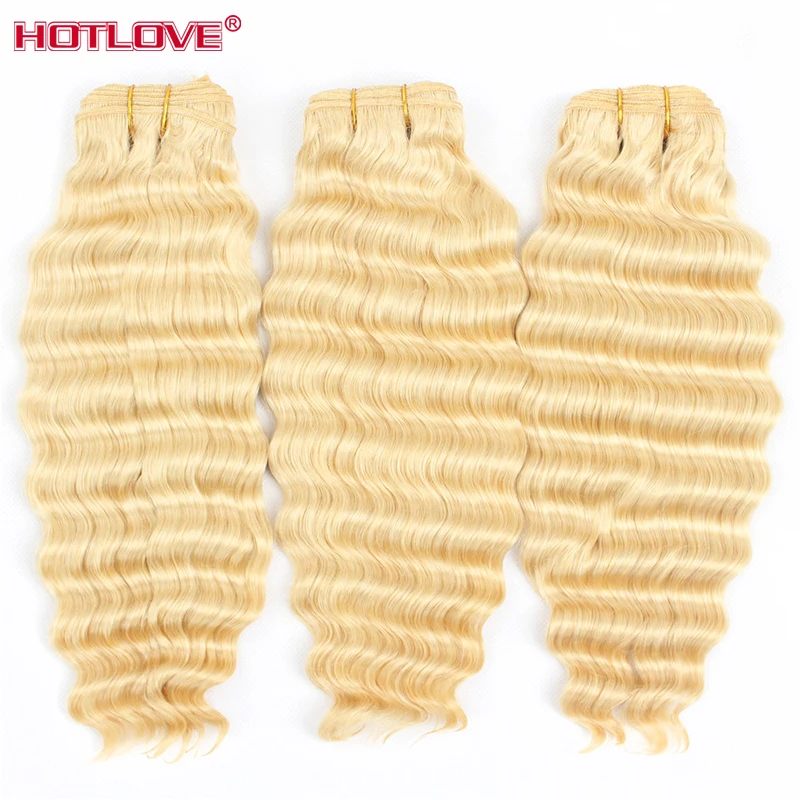 Loose Wave Deep 613 Blonde Bundles With Closure Free Part Malaysian Honey Human Hair Weave Remy | Шиньоны и парики