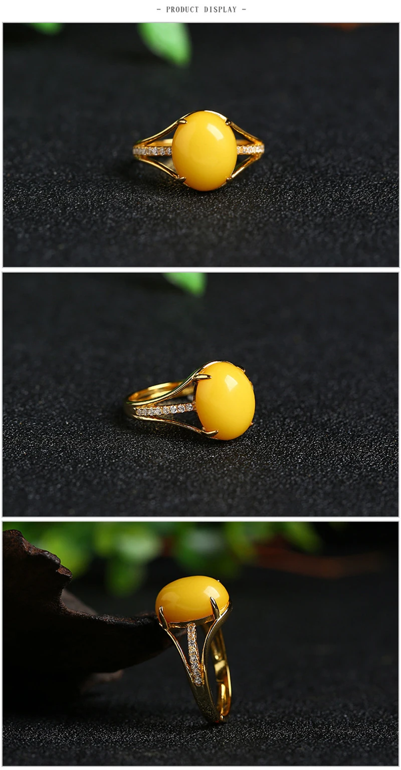 Bague Ringen, 925 серебряные кольца для женщин, хорошее ювелирное изделие, натуральное желтое Янтарное кольцо, регулируемый размер, свадебный подарок для помолвки