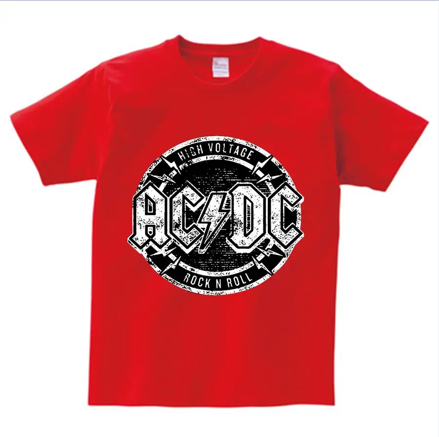 red childreT-shirt Коллекция года, летняя футболка для мальчиков детская одежда с рисунками AC DC модные футболки с металлическими наконечниками для мальчиков 3-6 лет - Цвет: red childreT-shirt