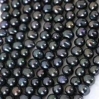 natural cultured freshwater black pearl nearround loose beads ceremony weddings prom high grade diy jewelry making 15inch b1335