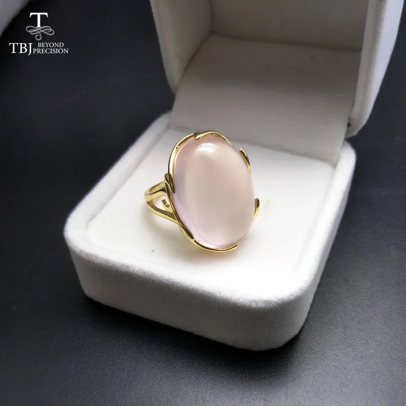 Tbj большой коктейль кольцо для вечерние 21ct овальным вырезом розовый кварц