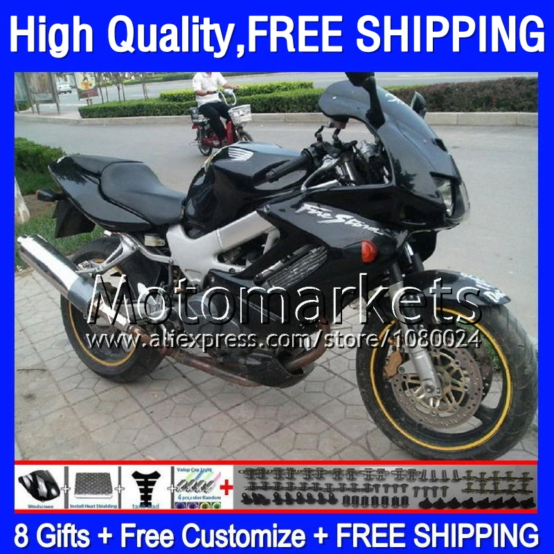 8 Подарки + ВСЕ Черное Для HONDA VTR1000F SuperHawk 97 05 VTR 1000 F 44MK24 1000F черный Глянец 98 99 00 01 02 03 04
