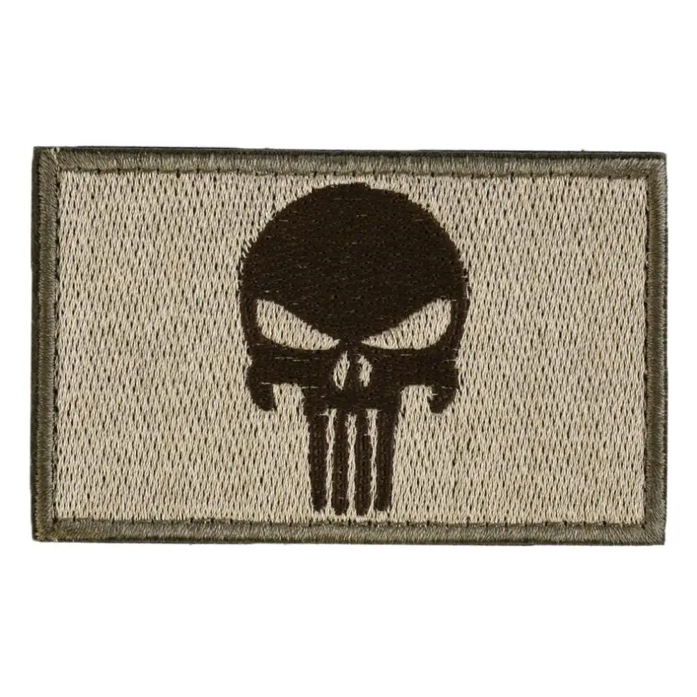 Новый Череп Каратель прямоугольная двухсторонняя вышивка накладные повязки на