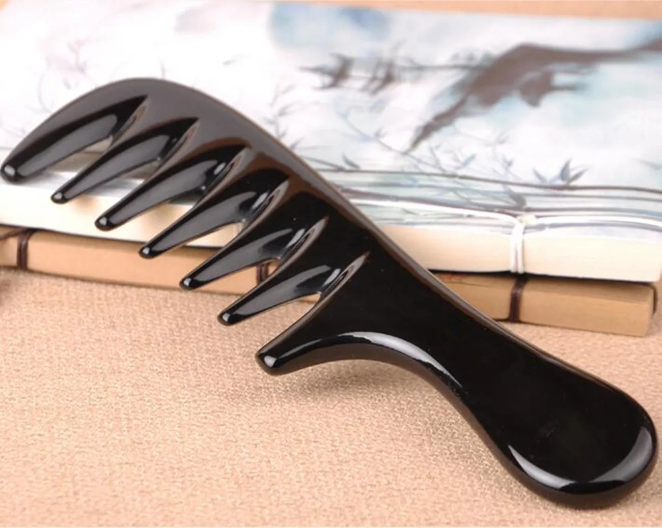 1 шт., Новое поступление, черные расчески для волос Buffalo Ox Horn, хорошее качество, антистатические расчески для волос, Стильный дизайнерский массажер для головы, инструмент для укладки