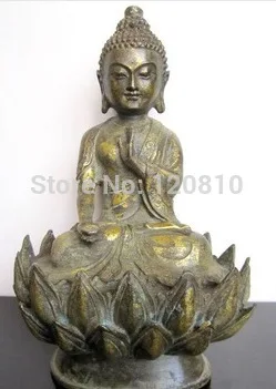 Изысканный Старый медь Статуя Будды/Скульптура Lotus базы лучшая коллекция|sculpture