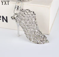new silver high heels shoe pendant charm rhinestone crystal purse bag keyring key chain accessories wedding lover friend gift