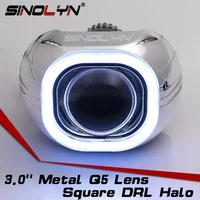 sinolyn angel eyes square led headlight lenses for car h4 bi xenon projector lens 3 inch koito q5 d2s d2h lamp car accessories