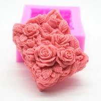 3d rose rectangle soap silicone mold lace flower cake mould handmade soap making mould