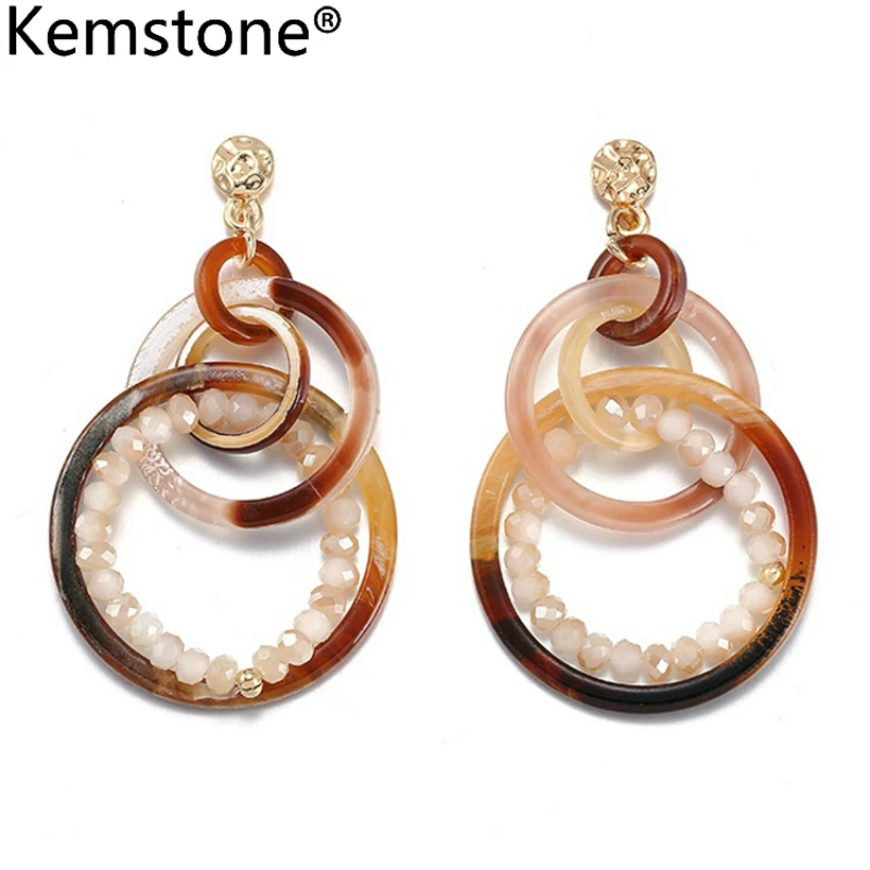 Женские серьги кольца Kemstone с искусственным жемчугом простые модные серьги|fashion