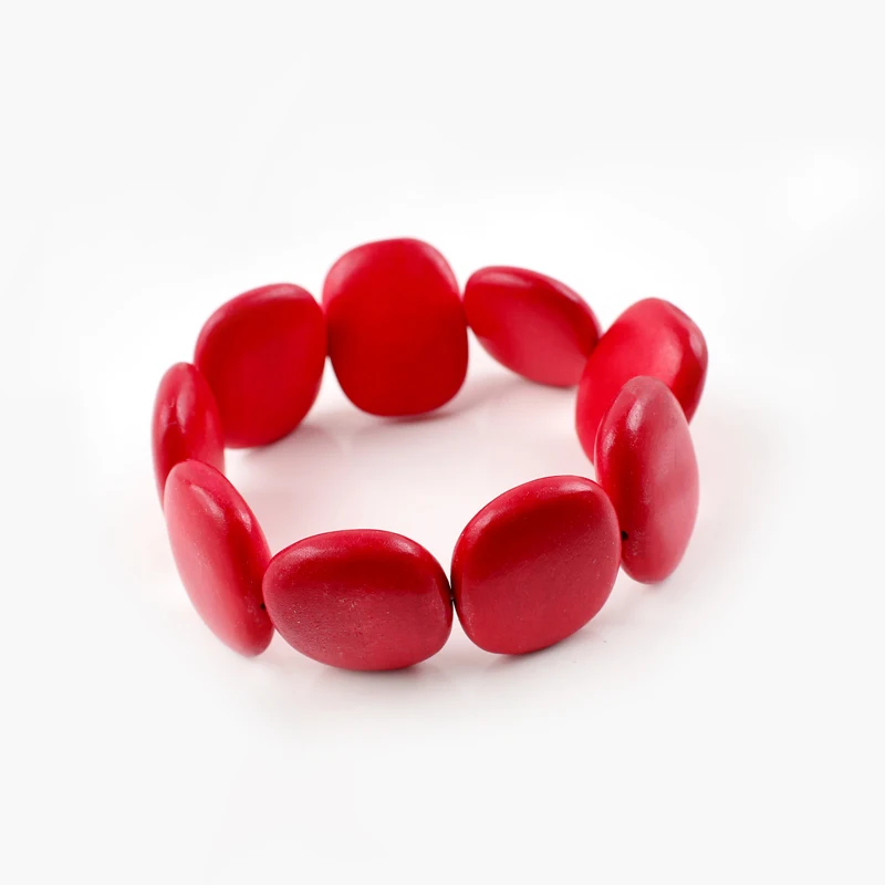 Новый Модный популярный красный браслет с деревянными бусинами для женщин