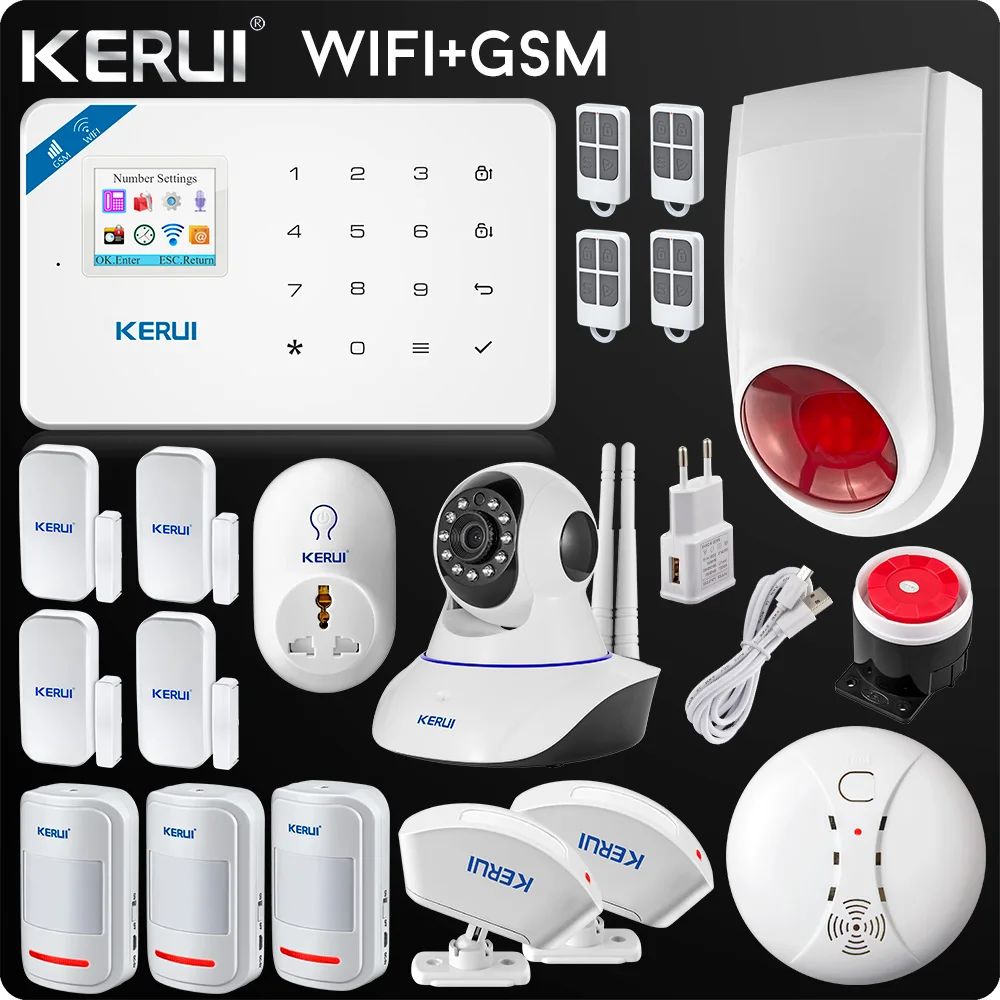 Kerui Wifi GSM домашняя система охранной сигнализации ISO Android приложение TFT сенсорная