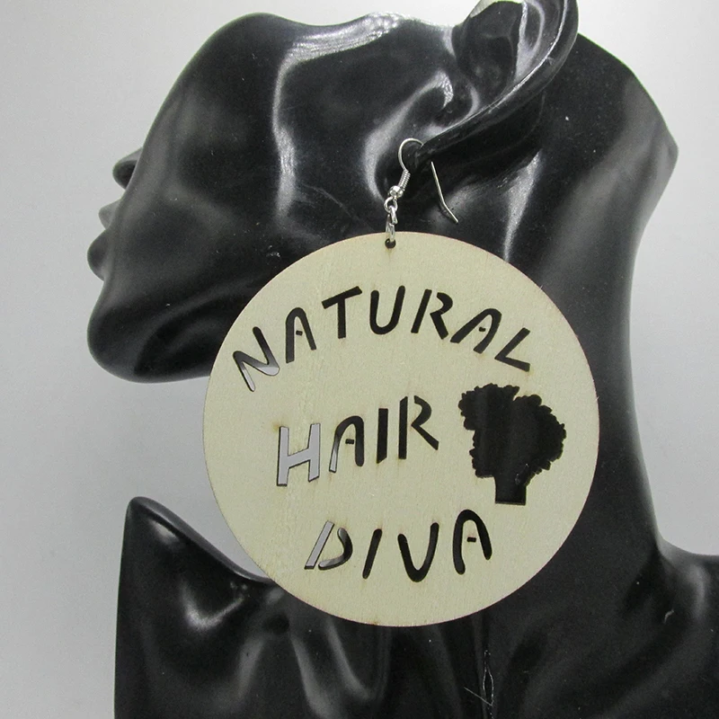 

Natural Hair Diva Wood Earrings can mixed 2 colors