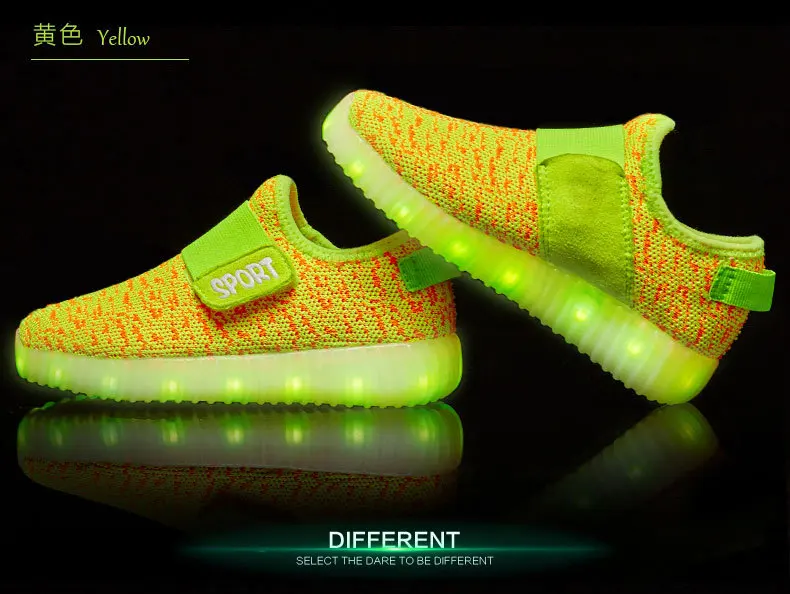 Size 25-37 Kids Led USB Recharge Glowing Shoes Children's Hook Loop Shoes Children's Glowing Sneakers Kids Led Luminous Shoes