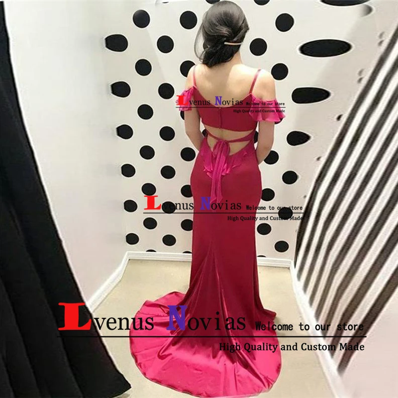 New Arrival Evening Dress Cheap Party Long Sexy Spaghetti Strap Fuchsia Chiffon Mermaid Prom Dresses 2019 Gowns | Свадьбы и