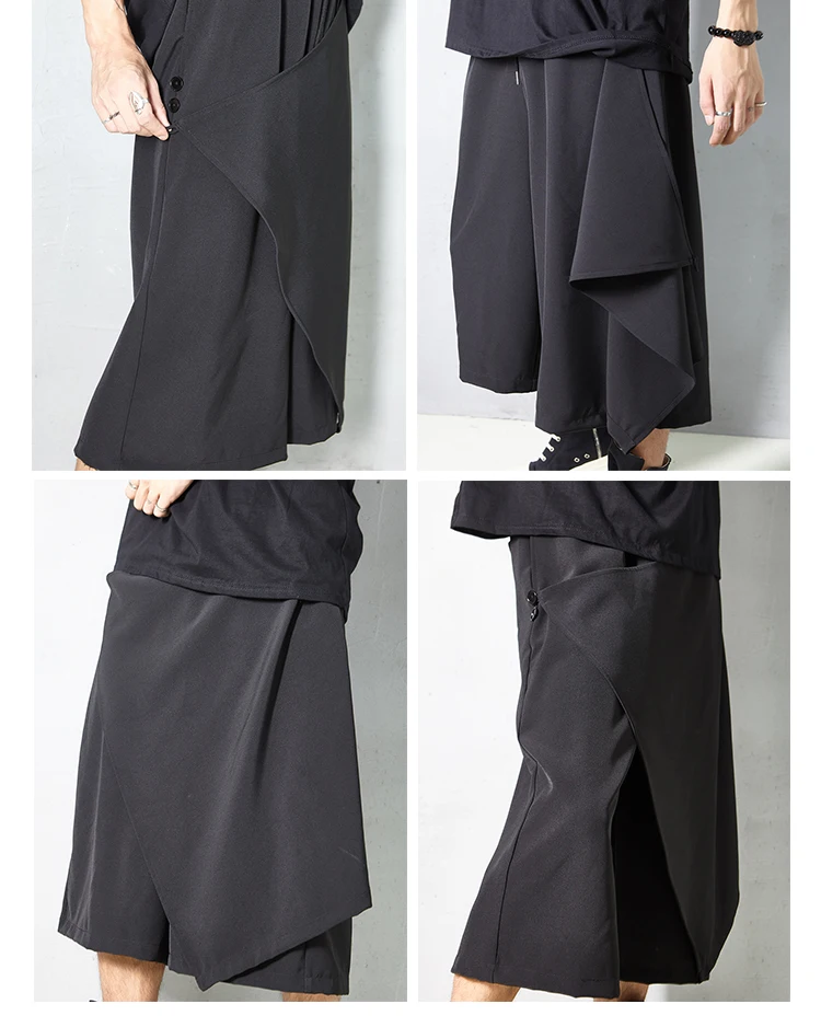 

Male Streetwear Hip Hop Gothic Fashion Loose Skirt Pant Harem Trousers Men Japan Dark Style Casual Wide Leg Pants