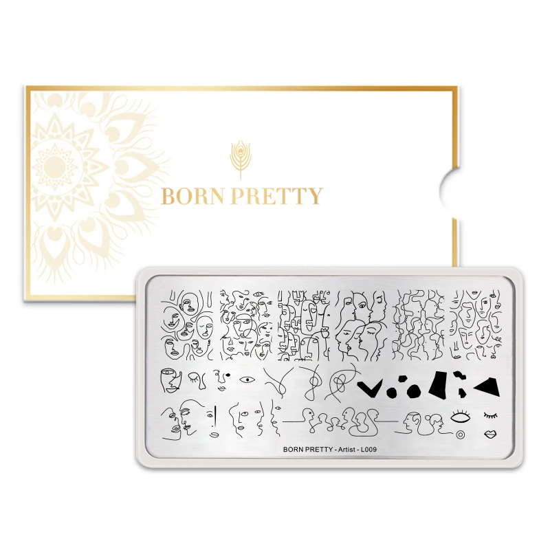 BORN PRETTY прямоугольные пластины для штамповки ногтей линии художественный дизайн ногтей изображение персонажа абстракция трафарет художника тема L009