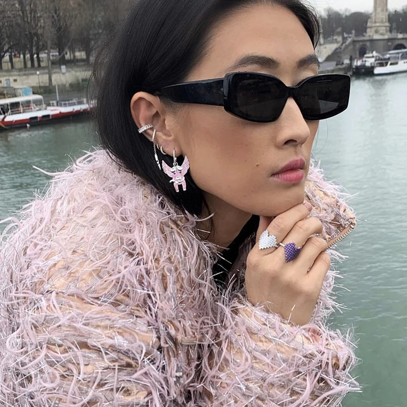 Cherrykeke лето розовый серебряный цвет небольшой путешествия летающие серьги с изображением свинок Асимметричный Циркон бренд ювелирные изделия подарки гаджеты для девочек