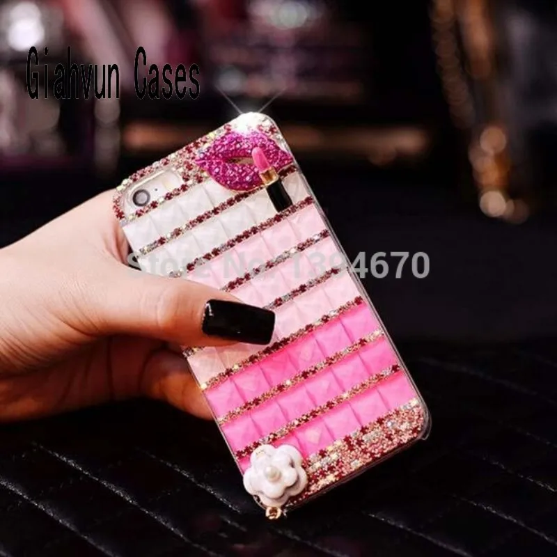 Украшения с камнями и стразами сексуальная губная помада для iPhone X 4 5 6 S плюс 7 8 plus