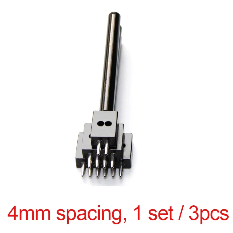 1 set 4mm spacing Кожаный Перфоратор Инструмент 4/5/6 мм для шнуровки для сшивания долото набор отверстие 4 шт. строки кругового выреза для прошитая кожа перфорации инструменты - Цвет: 1 set 4mm spacing