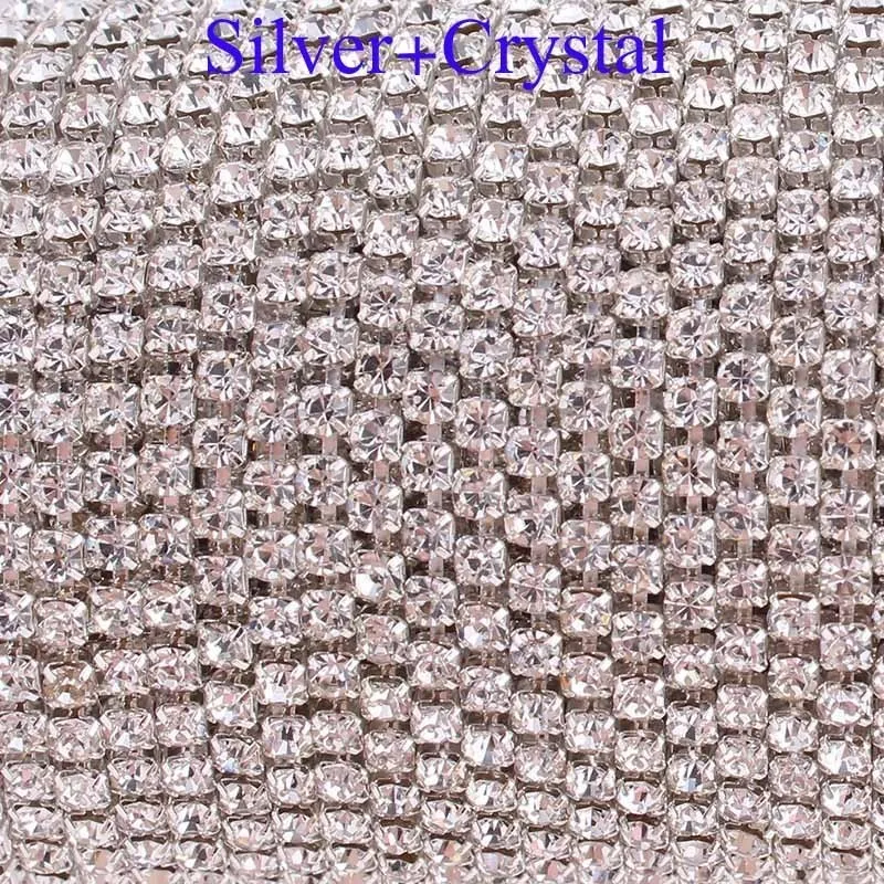 Taidian SS8 SS6Silver металлические стразы цепочка для чашки кристалл AB Стразы окантовка в рулонах 10 ярдов/партия - Цвет: MS1002 silver