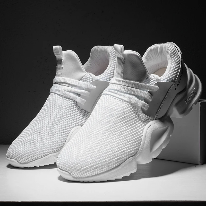 FANPAO 2019 модные мокасины для прогулки обувь без шнуровки мужчин сетка Flyknit