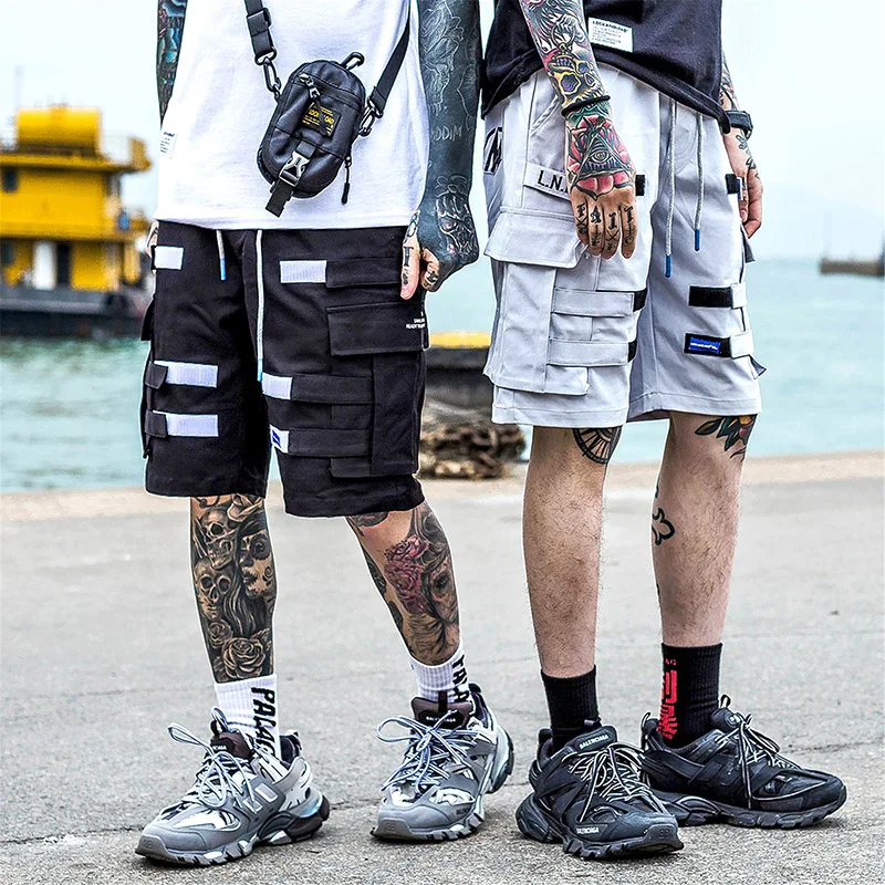 2019 Harajuku брюки карго шорты для женщин карман мужчин хип хоп Короткие штаны