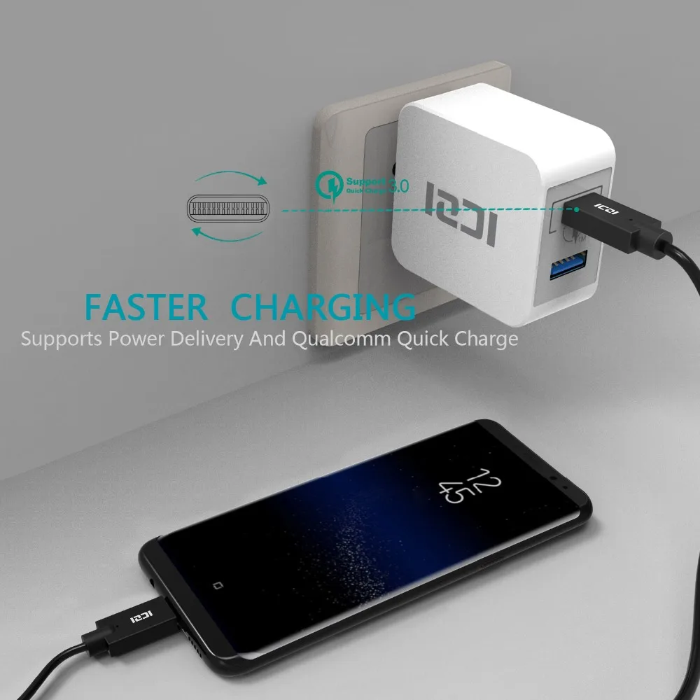 ICZI 1 м Тип C до кабель USB 3 Быстрая зарядка дата синхронизации видео 4 K для Oneplus 5 лет