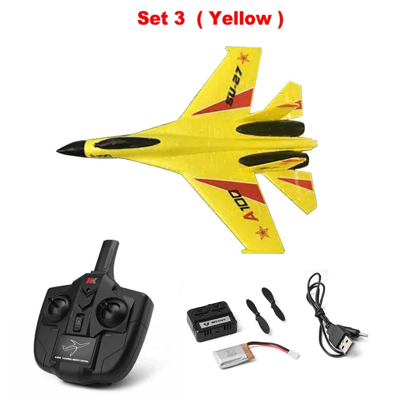 set3 Wltoys XK A100-SU27 радиоуправляемый самолет 2,4 г 340 мм 3CH самолет с фиксированным крылом наружные радиоуправляемые игрушки летающий самолет с дистанционным управлением детский подарок - Цвет: set3