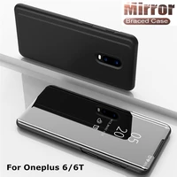 ntspace smart app view clear mirror case for oneplus 6 6t 7 7t 8 9 pro flip case mirror holder stand cover for one plus nord 2