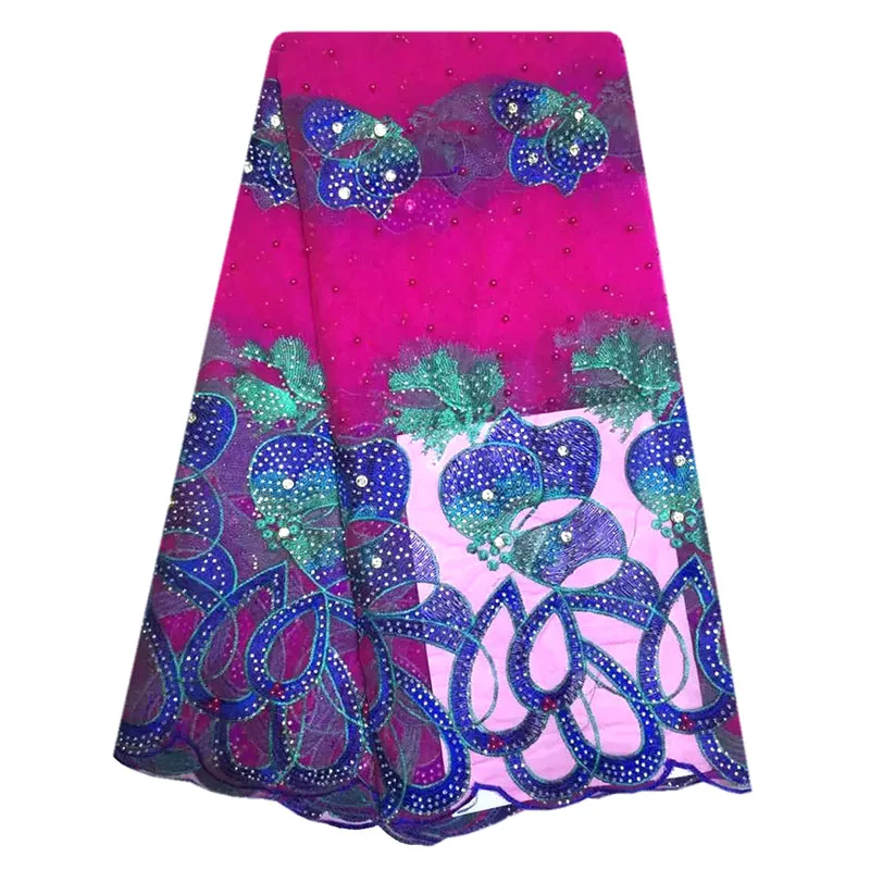Hot Sale Top Class African Mesh Tulle Net Lace Fabric With Stones And Beads For Party Dress SJN1-33 | Дом и сад