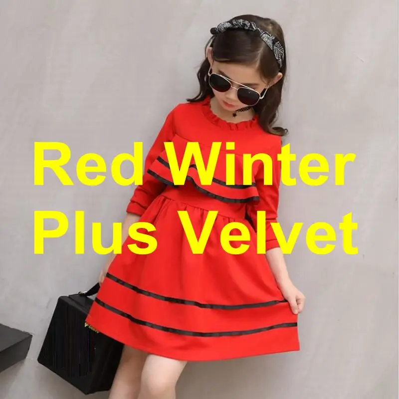 red thick winter На возраст от 3 до 12 лет, год, рождественское плотное теплое платье с длинными рукавами на весну и осень для девочек школьные платья принцессы для девочек, JW2783 - Цвет: red thick winter